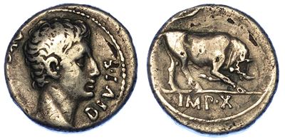 Ottaviano Augusto, 27 a.C. - 14 D.C. Denario, 15-13 a.C. Lugdunum.