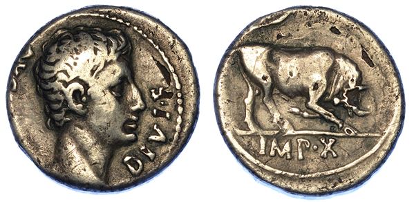 OTTAVIANO AUGUSTO, 27 a.C. - 14 d.C. Denario, 15-13 a.C. Lugdunum.