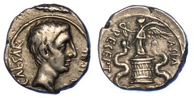 Ottaviano, 44-27 a.C. Quinario, Anni 29-28 a.C. Brundisium o Roma.