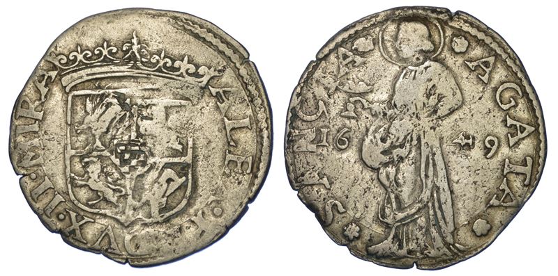 MIRANDOLA. ALESSANDRO II PICO, 1637-1691. Lira 1649.  - Auction Numismatics - Cambi Casa d'Aste