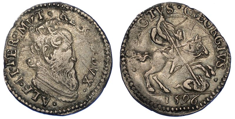 FERRARA. ALFONSO II D'ESTE, 1559-1597. Giorgino o Grosso 1596.  - Asta Numismatica - Cambi Casa d'Aste