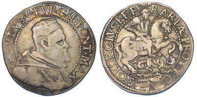 Ferrara. Paolo V, 1605-1621. Testone 1620.