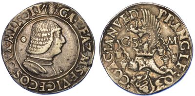Milano. Galeazzo Maria Sforza, 1466-1476. Testone (o Lira o Grosso da 20 Soldi).