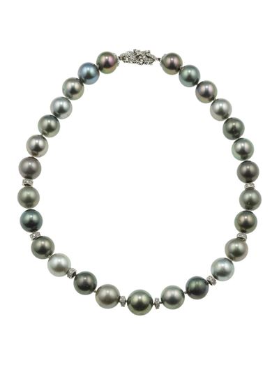 Collana di perle Tahiti con inserti in oro bianco e diamanti