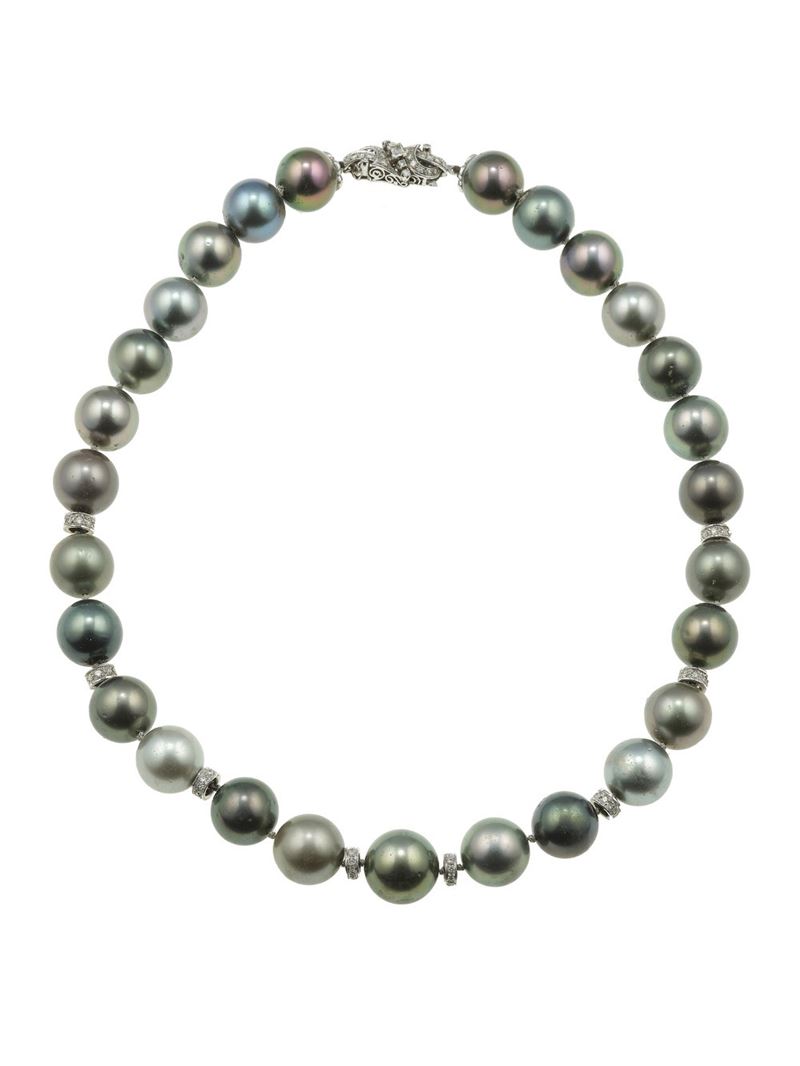 Collana di perle Tahiti  - Asta Fine Jewellery - Cambi Casa d'Aste