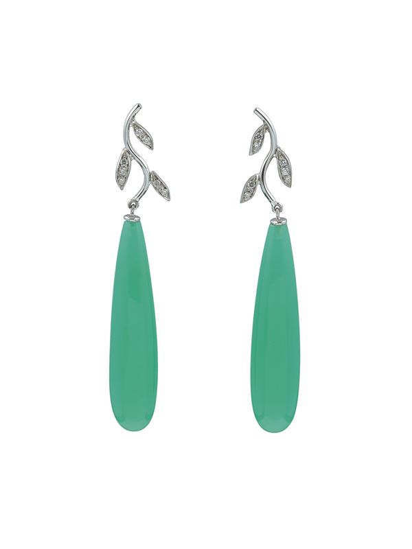 Pair of agate and diamond earrings