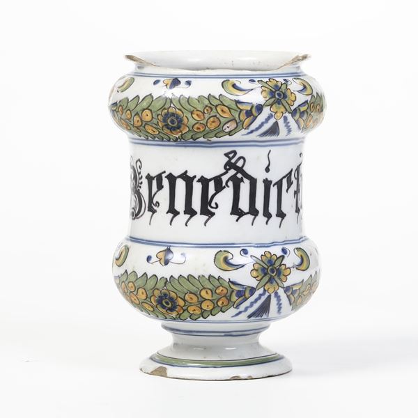 Albarello. Bassano, probabilmente manifattura Manardi, XVIII secolo.