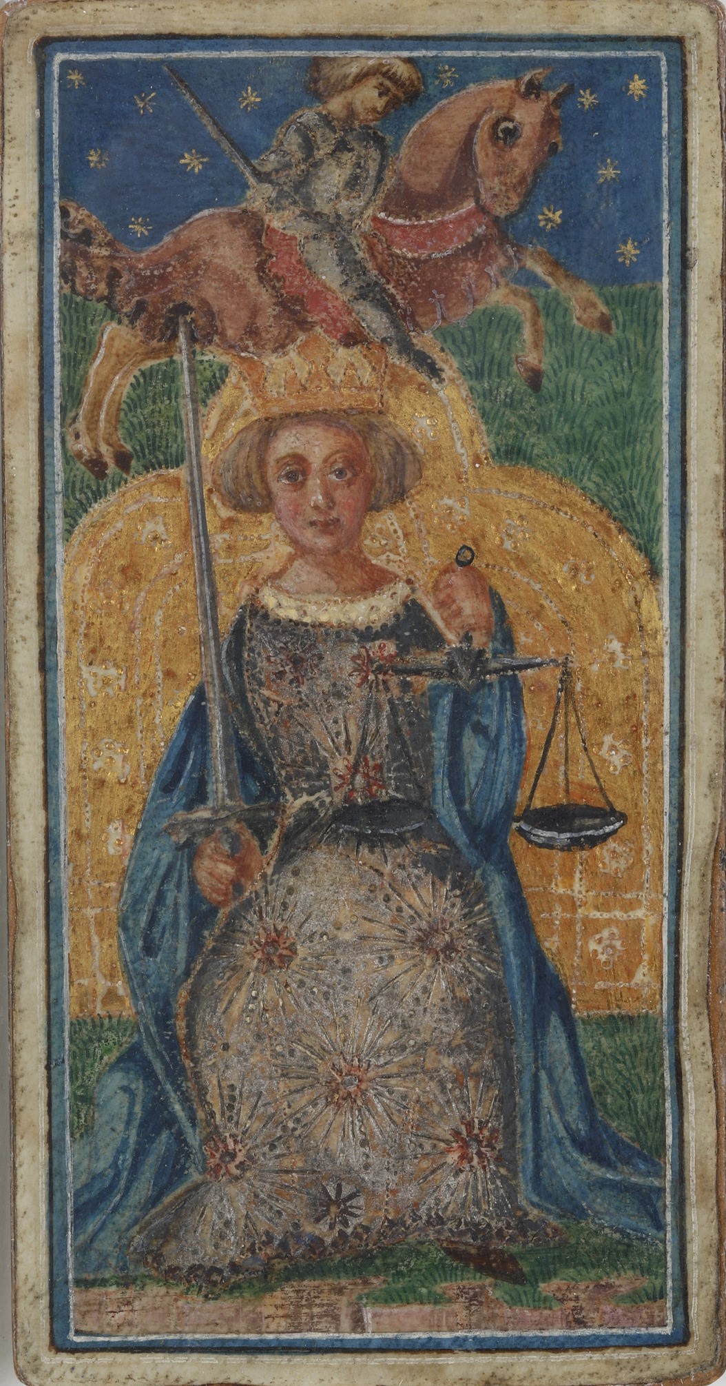 Bonifacio Bembo (attivo tra il 1440 e il 1480) - La Giustizia - tempera e oro su pergamena