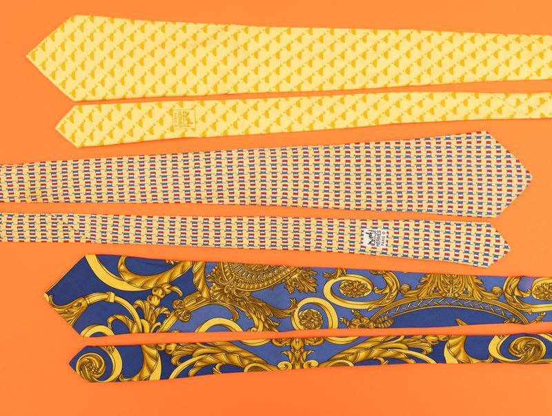 Hermes Lotto di 3 cravatte in seta, difetti  - Asta Fashion Vintage - Cambi Casa d'Aste