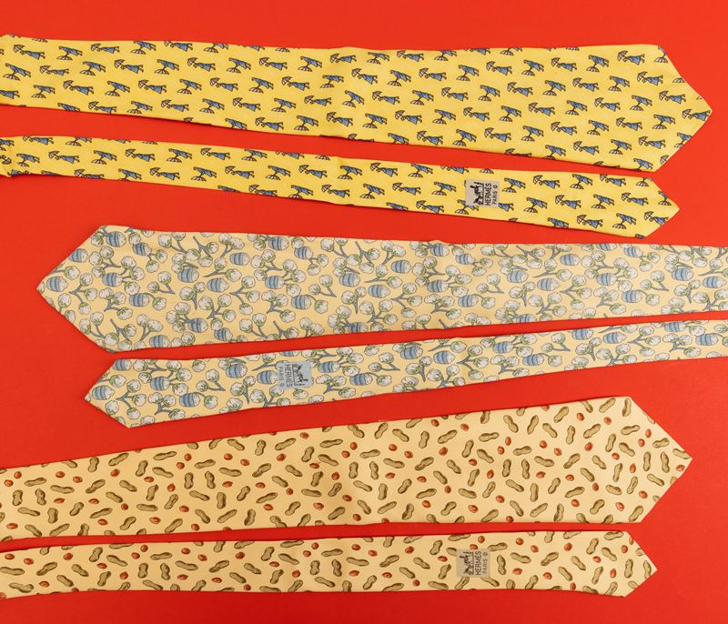 Hermes Lotto di 3 cravatte in seta, difetti  - Asta Fashion Vintage - Cambi Casa d'Aste