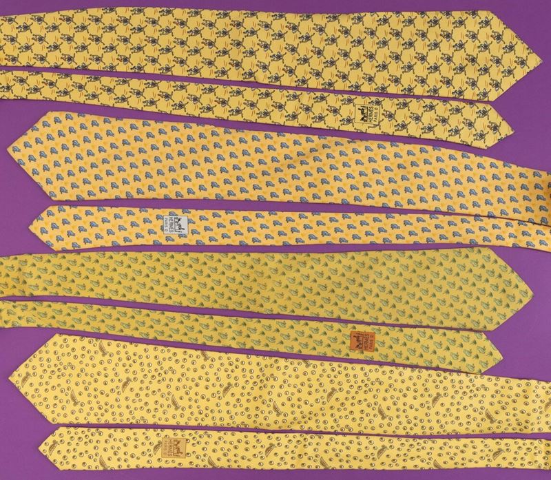 Hermes Lotto di 4 cravatte in seta, difetti  - Asta Fashion Vintage - Cambi Casa d'Aste