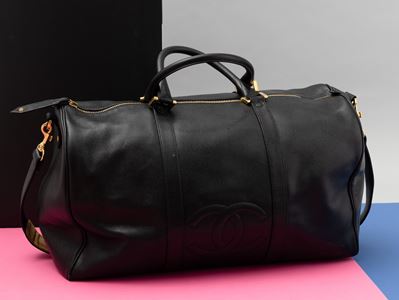 Chanel Borsone da Viaggio in Pelle Nera con Tracolla, Codice Chanel 4896947, Difetti, in Ottime C...