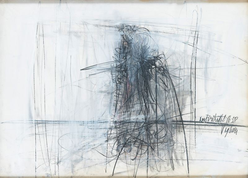 Tino Vaglieri : Senza titolo  (1958)  - tecnica mista su carta - Auction Modern and Contemporary Art - Cambi Casa d'Aste