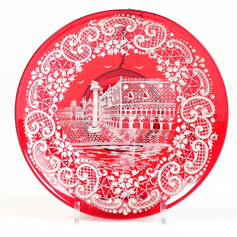 Piatto. Murano, XX secolo.   - Auction Ceramics and glass - Cambi Casa d'Aste