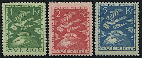 1924, Svezia, 50° U.P.U., serie di quindici valori