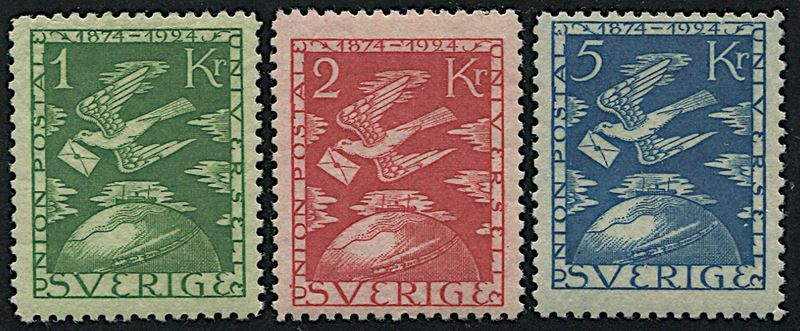 1924, Svezia, 50° U.P.U., serie di quindici valori  - Auction Philately - Cambi Casa d'Aste