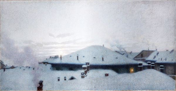 Angelo Morbelli - Tetti sotto la neve, 1912
