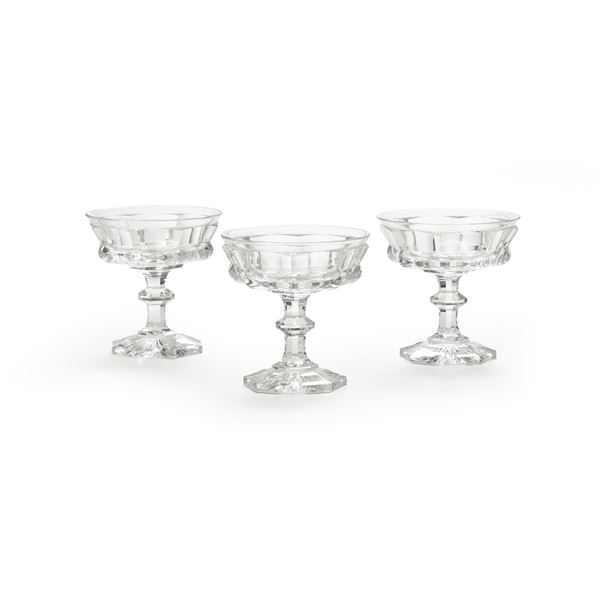 Sei coppe da champagne con monogramma "EC", XIX secolo. 