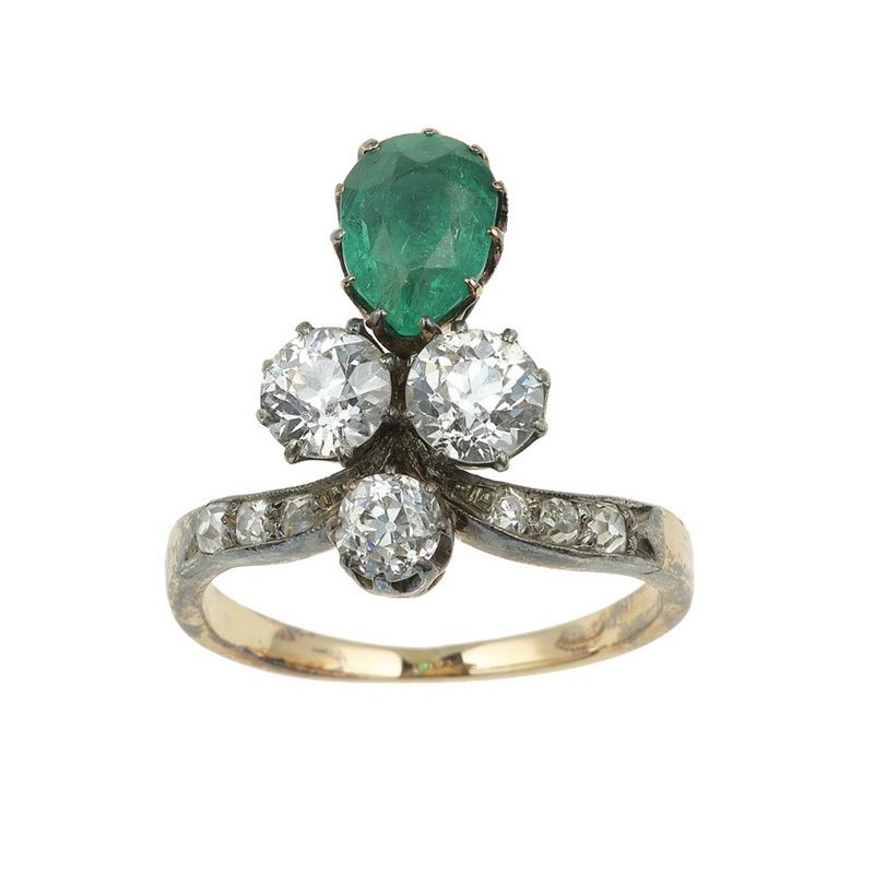 Emerald and diamond ring  - Auction Fine Jewels - Cambi Casa d'Aste