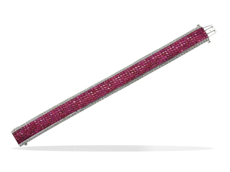 Ruby, diamond and gold bracelet. Ruby is heated  - Auction Vintage Jewellery - Cambi Casa d'Aste