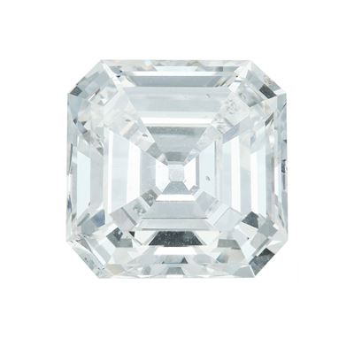 Diamante, taglio quadrato ad angoli tronchi (ct 6,64) con caratteristiche F, SI2 e fluorescenza U...