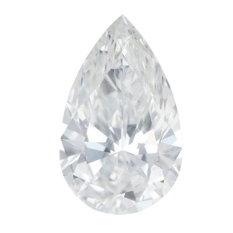 Pear, modified brilliant-cut diamond weighing 2.51 carats, color F, clarity VVS2, fluorescence none. Gemmological Report R.A.G. Torino n. DR24007  - Auction Fine Jewels - Cambi Casa d'Aste