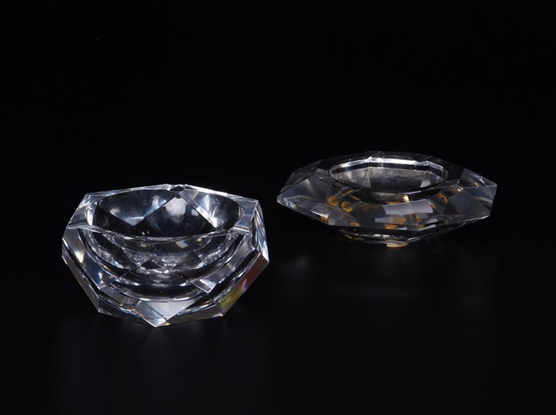 Due grandi posaceneri Val Saint Lambert, modello diamante esagonale/ottagonale, ottime condizioni  - Asta Antiquariato - Cambi Casa d'Aste