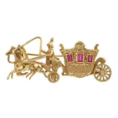 Spilla "carrozza" con Rubini Sintetici