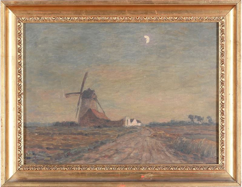 Henry Duhem : Duem Pesaggio fiammingo  - olio su tavola - Auction Painting of the XIX-XX century - Cambi Casa d'Aste