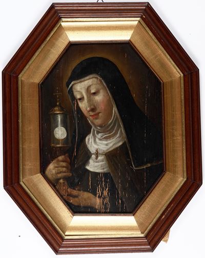 Scuola del XVII Secolo Santa Chiara con Ostensorio Ambrosiano