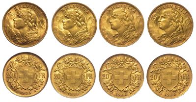 Svizzera. Lotto di Quattro Monete.