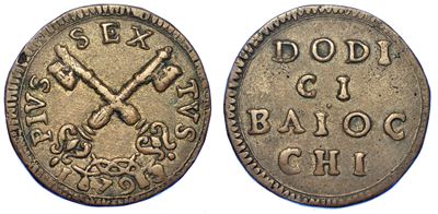 Stato Pontificio. Pio Vi, 1775-1799. 12 Baiocchi 1793.