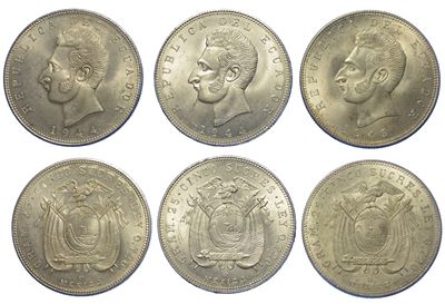 Ecuador. Lotto di Tre Monete.