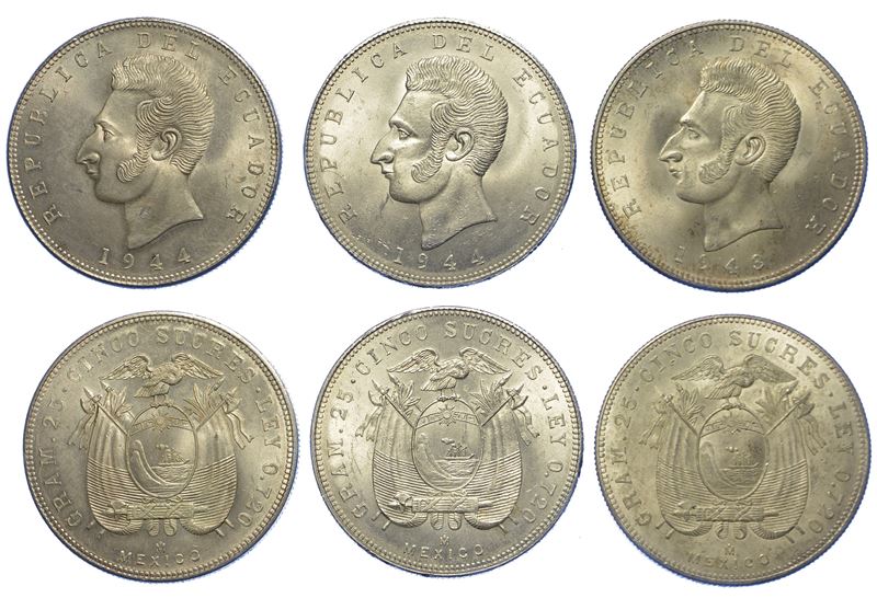 ECUADOR. Lotto di tre monete.  - Auction Numismatics - Cambi Casa d'Aste