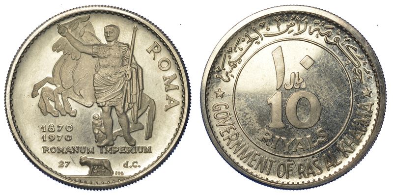 EMIRATI ARABI UNITI - RAS AL KHAIMA. 10 Riyals 1970.  - Auction Numismatics - Cambi Casa d'Aste
