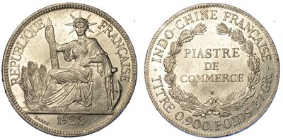 Indocina Francese - Troisieme Republique, 1871-1940. Piastre De Commerce 1922. Heaton.