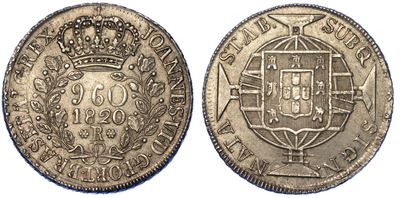 Brasile. Joao Vi, 1816-1826. 960 Reis 1820 Ribattuto su 8 Reales Spagnolo. Rio De Janeiro.