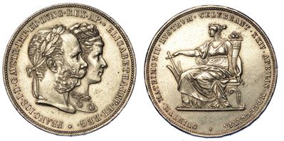 Austria. Franz Joseph, 1848-1916. 2 Gulden 1879. per le Nozze D'argento.
