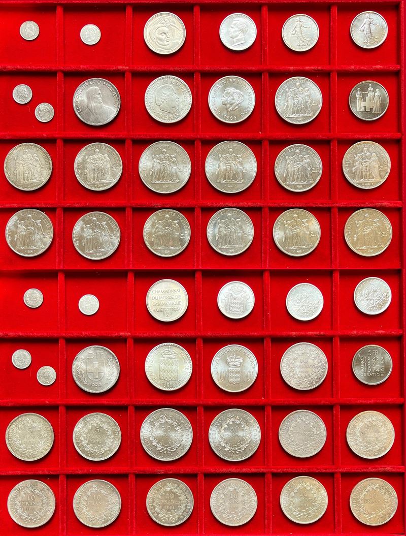 FRANCIA, MONACO E SVIZZERA. Lotto di 25 monete.  - Auction Numismatics - Cambi Casa d'Aste