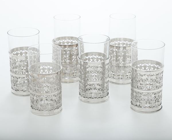 Sei porta bicchieri. Argenteria milanese del XX secolo