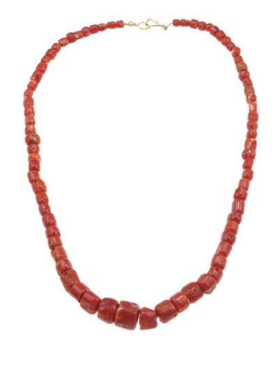Collana con barilotti di corallo in oro giallo 750/1000