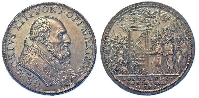 STATO PONTIFICIO. GREGORIO XIII, 1572-1585. Medaglia in bronzo 1575/A. Jub. Riconio.  - Asta Numismatica - Cambi Casa d'Aste