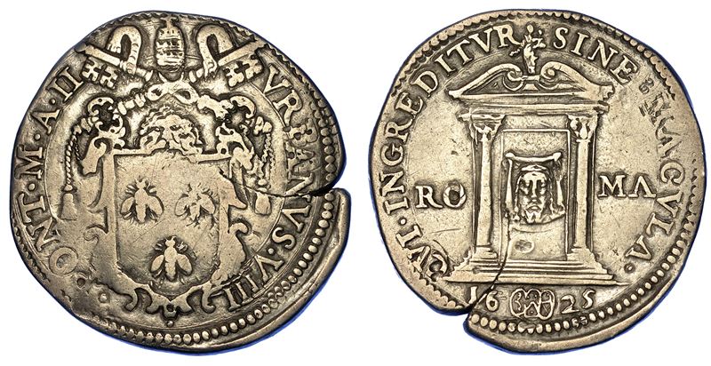 STATO PONTIFICIO. URBANO VIII, 1623-1644. Testone 1625/A. II.  - Auction Numismatics - Cambi Casa d'Aste