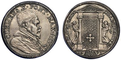 Stato Pontificio. Clemente X, 1670-1676. Testone 1675 (anno Santo).