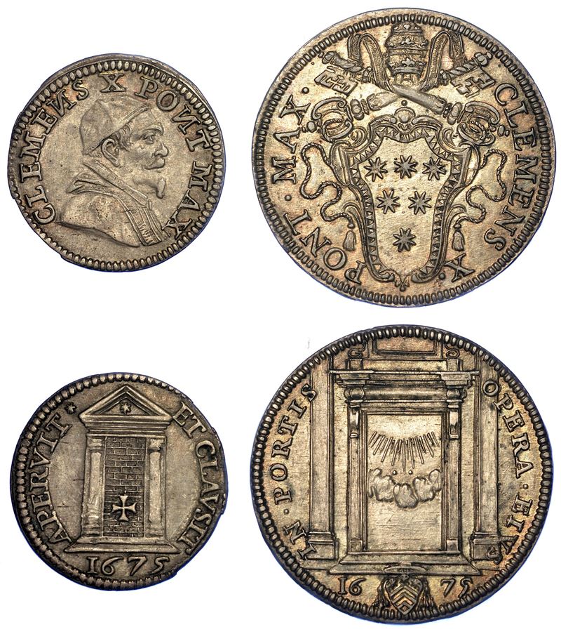 STATO PONTIFICIO. CLEMENTE X, 1670-1676. Lotto di due monete.  - Asta Numismatica - Cambi Casa d'Aste
