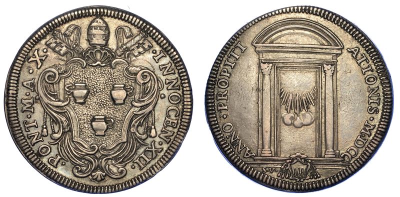 STATO PONTIFICIO. INNOCENZO XI, 1691-1700. Testone 1700/A. X. Anno Santo.  - Auction Numismatics - Cambi Casa d'Aste