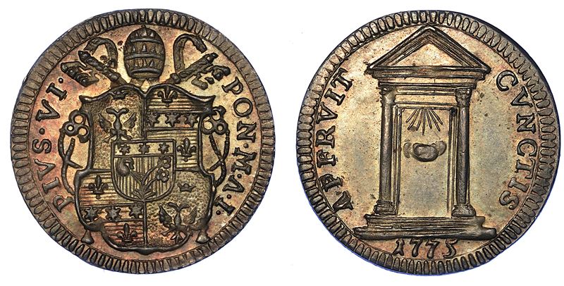 STATO PONTIFICIO. PIO VI, 1775-1799. Grosso 1775/A. I. (Anno Santo).  - Auction Numismatics - Cambi Casa d'Aste