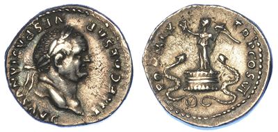 Vespasiano, 69-79. Denario, Anno 75 D.C. Roma.