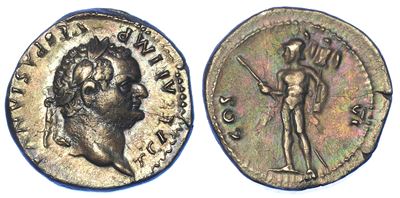 Tito (cesare), 69-79. Denario, Anni 77-78. Roma.