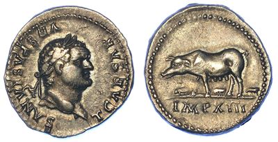 Tito (cesare), 69-79 D.C. Denario, Luglio 77 - Dicembre 78.